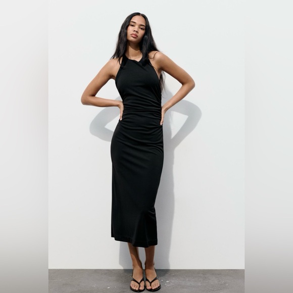 ZARA OPEN BACK HALTER DRESS SIZE L - Picture 2 of 14